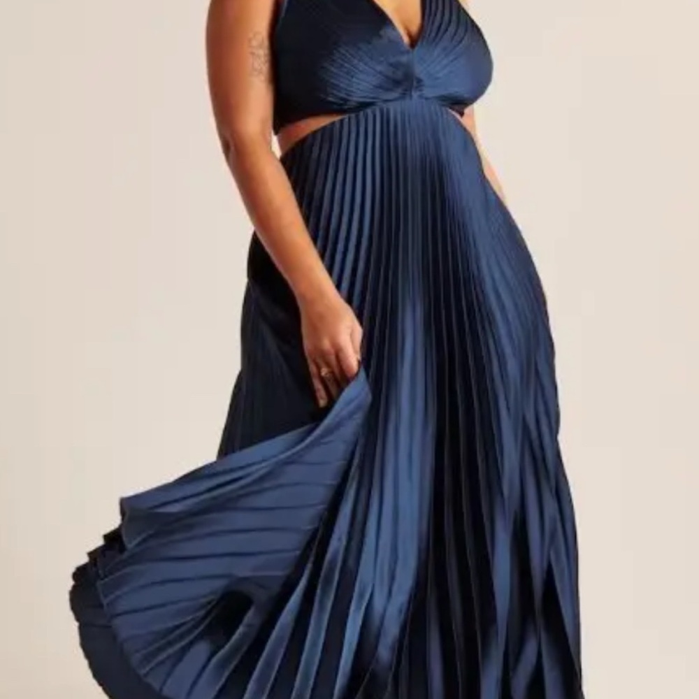 Abercrombie & Fitch Navy Backless Pleated Dress